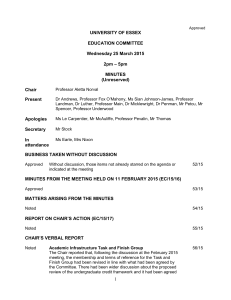 UNIVERSITY OF ESSEX EDUCATION COMMITTEE Wednesday 25 March 2015