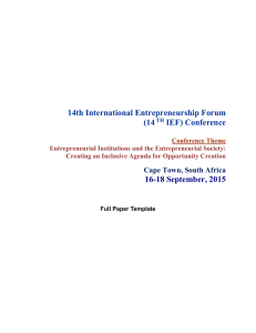 14th International Entrepreneurship Forum (14 IEF) Conference