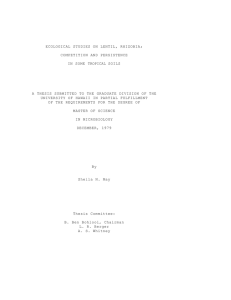 ECOLOGICAL STUDIES ON LENTIL, RHIZOBIA; COMPETITION AND PERSISTENCE IN SOME TROPICAL SOILS