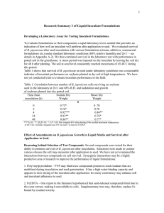 1 Research Summary I of Liquid Inoculant Formulations