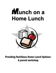 Providing Nutritious Home Lunch Options: A parent workshop