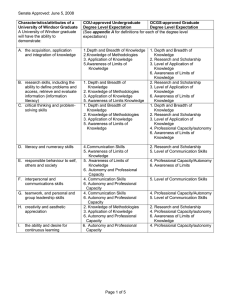 Senate Approved: June 5, 2008 Characteristics/attributes of a COU-approved Undergraduate