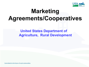 Marketing Agreements/Cooperatives United States Department of Agriculture,  Rural Development