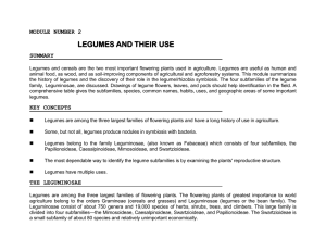 LEGUMES AND THEIR USE MODULE NUMBER 2 SUMMARY