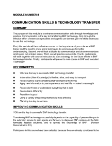 COMMUNICATION SKILLS &amp; TECHNOLOGY TRANSFER MODULE NUMBER 8 SUMMARY
