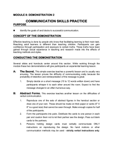 COMMUNICATION SKILLS PRACTICE MODULE 8: DEMONSTRATION 2 PURPOSE