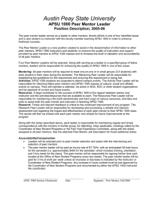 Austin Peay State University APSU 1000 Peer Mentor Leader Position Description, 2005-06