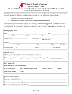 Office of Disability Services  Student Intake Form