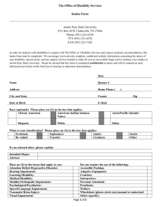 The Office of Disability Services  Intake Form