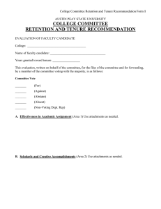 COLLEGE COMMITTEE RETENTION AND TENURE RECOMMENDATION
