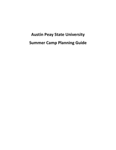 Austin Peay State University Summer Camp Planning Guide