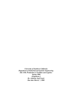 University of Southern California Department of Industrial and Systems Engineering