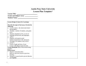 Austin Peay State University Lesson Plan Template* Lesson Title: _