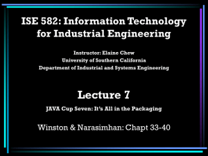 ISE 582: Information Technology for Industrial Engineering