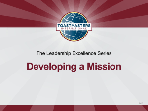 Developing a Mission The Leadership Excellence Series 312