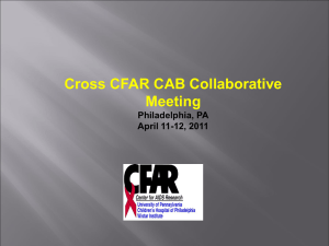 Cross CFAR CAB Collaborative Meeting Philadelphia, PA April 11-12, 2011