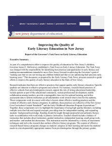 Improving the Quality of Early Literacy Education in New Jersey