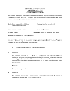 STATE BOARD OF EDUCATION ADMINISTRATIVE CODE COMMENT/RESPONSE FORM