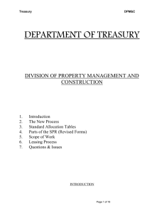 DEPARTMENT OF TREASURY DIVISION OF PROPERTY MANAGEMENT AND CONSTRUCTION
