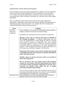 Departmental Controls-Sponsored Programs