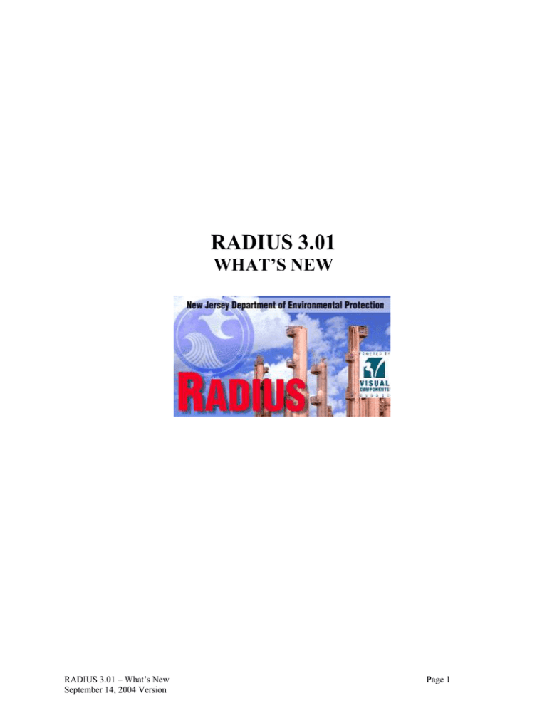 RADIUS 3 01 WHAT S NEW RADIUS 3 01 What s New