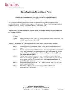 Classification &amp; Recruitment Form