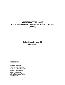 MISSION OF THE NAME HYDROMETEOROLOGICAL WORKING GROUP (NHWG)