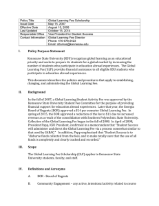 Policy Title Global Learning Fee Scholarship Issue Date May 15, 2007