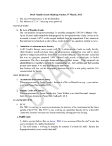 Draft Faculty Senate Meeting Minutes, 9 March, 2015