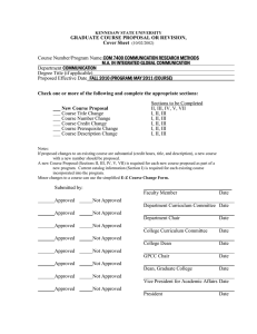 GRADUATE COURSE PROPOSAL OR REVISION, Cover Sheet