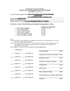 GRADUATE COURSE PROPOSAL OR REVISION, Cover Sheet