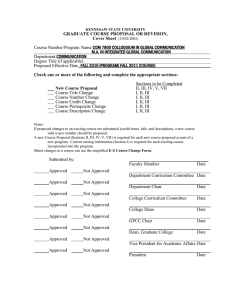 GRADUATE COURSE PROPOSAL OR REVISION, Cover Sheet