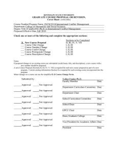 GRADUATE COURSE PROPOSAL OR REVISION, Cover Sheet