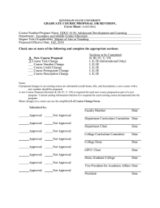 GRADUATE COURSE PROPOSAL OR REVISION, Cover Sheet