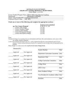 GRADUATE COURSE PROPOSAL OR REVISION, Cover Sheet