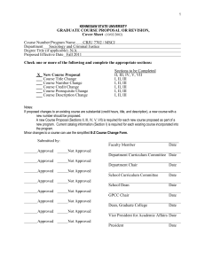 GRADUATE COURSE PROPOSAL OR REVISION, Cover Sheet  Course Number/Program Name