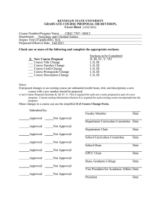 GRADUATE COURSE PROPOSAL OR REVISION, Cover Sheet  Course Number/Program Name