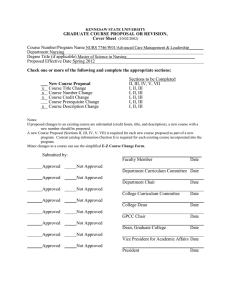 GRADUATE COURSE PROPOSAL OR REVISION, Cover Sheet  Course Number/Program Name