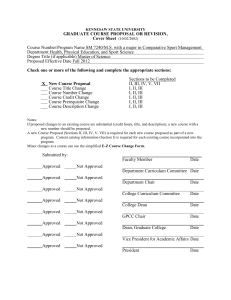 GRADUATE COURSE PROPOSAL OR REVISION, Cover Sheet