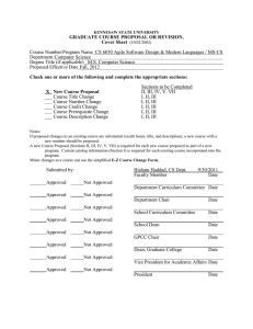 GRADUATE COURSE PROPOSAL OR REVISION, Cover Sheet