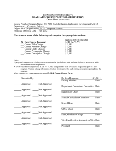 GRADUATE COURSE PROPOSAL OR REVISION, Cover Sheet