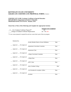 KENNESAW STATE UNIVERSITY GRADUATE CERTIFICATE PROPOSAL FORM