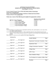 GRADUATE COURSE PROPOSAL OR REVISION, Cover Sheet