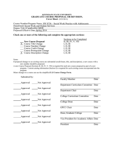 GRADUATE COURSE PROPOSAL OR REVISION, Cover Sheet