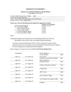 KENNESAW STATE UNIVERSITY GRADUATE COURSE PROPOSAL OR REVISION, Cover Sheet