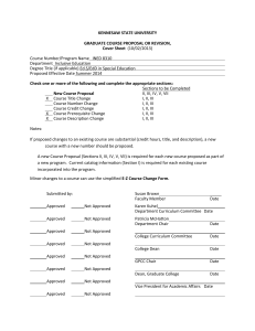 KENNESAW STATE UNIVERSITY GRADUATE COURSE PROPOSAL OR REVISION, Cover Sheet