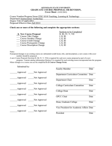 GRADUATE COURSE PROPOSAL OR REVISION, Cover Sheet