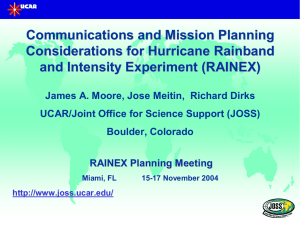 Communications and Mission Planning Considerations for Hurricane Rainband and Intensity Experiment (RAINEX)