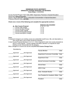 KENNESAW STATE UNIVERSITY GRADUATE COURSE PROPOSAL OR REVISION, Cover Sheet