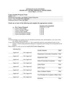 GRADUATE COURSE PROPOSAL OR REVISION, Cover Sheet  Course Number/Program Name